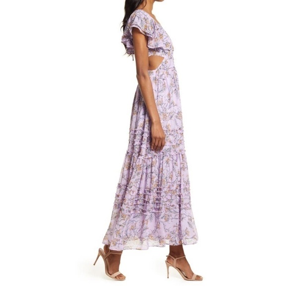 Chelsea28 Cross Front Chiffon Maxi Dress in Purple Bloom Floral Fields - Picture 3 of 9
